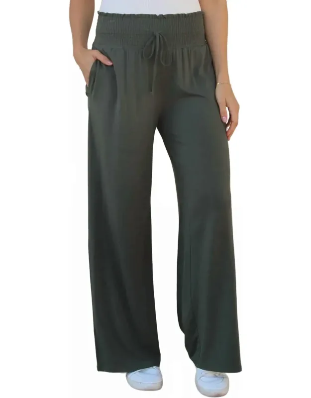 Smocked Wide Leg Pants