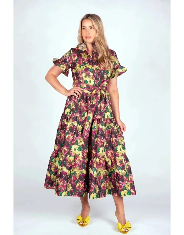 Lena Dress - A-line Midi With Floral Pattern