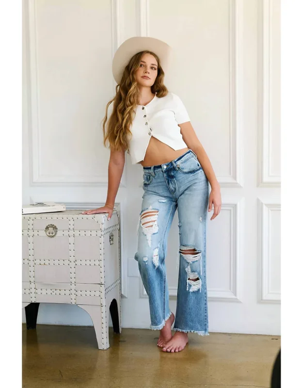Hybrid Style High Rise Wide Leg Jeans