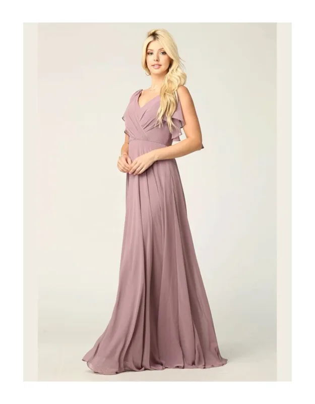 Long Formal Flutter Sleeve Dress