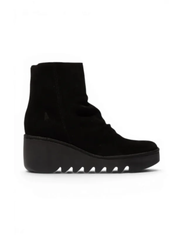 Suede Leather Wedge Heel Platform Ankle Boots