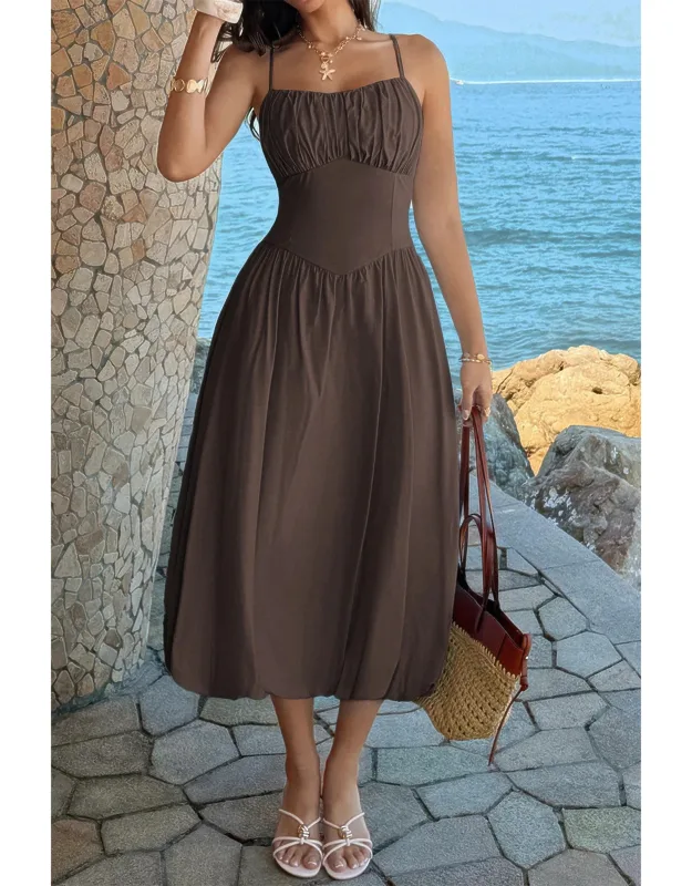 Sleeveless Ruched Bust A Line Dress
