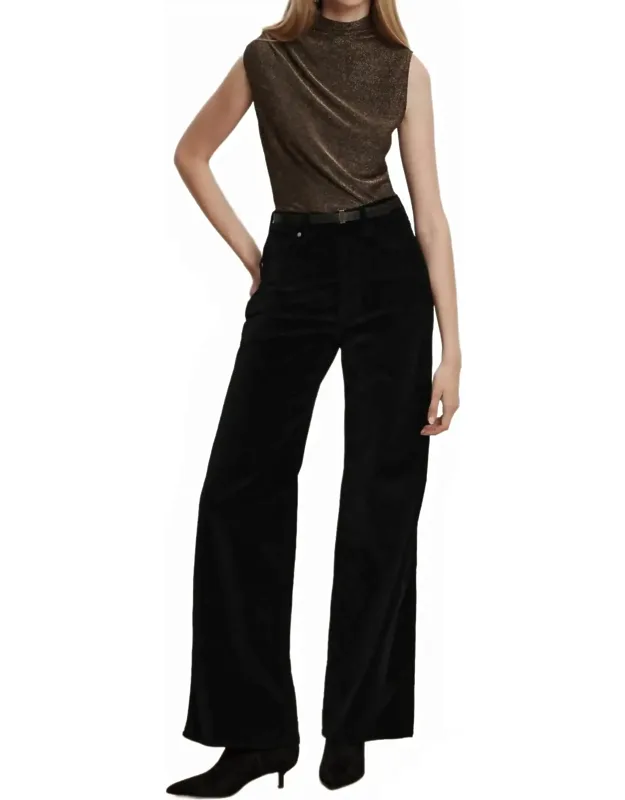 High Rise Wide Leg Velvet Pants