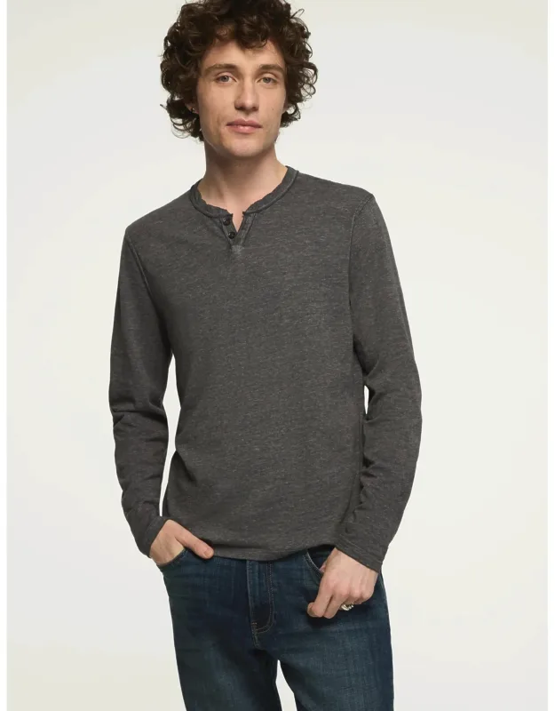Venice Burnout Notch Neck Tee - Ultra-soft, Two-button Placket