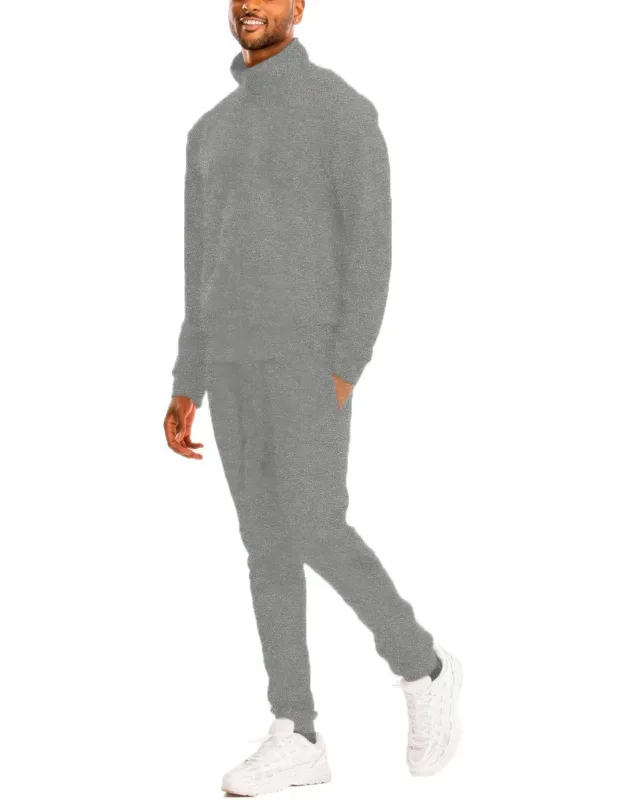 Full Zip Up Solid Track Jacket Set