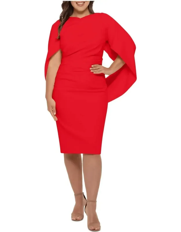 Scuba Crepe Draped Back Dress