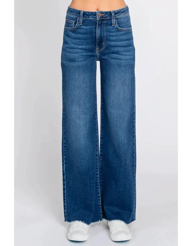 A-line Scissor Hem Wide Leg Jeans