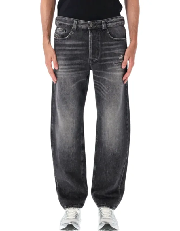 Faded Black Straight-leg Denim Jeans