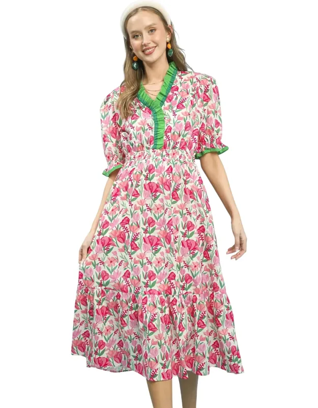 Tulip Twirl Midi Dress