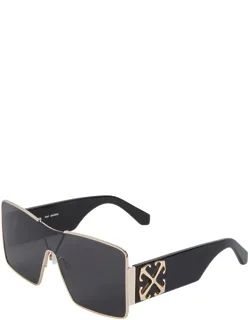 Sunglasses Shield Full Rim, Silver Frame And Dark Grey Lens