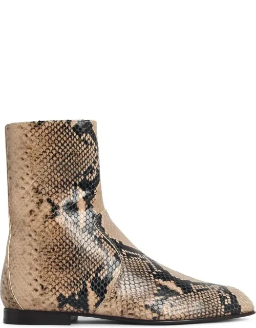 Snake Leather Ankle Boots