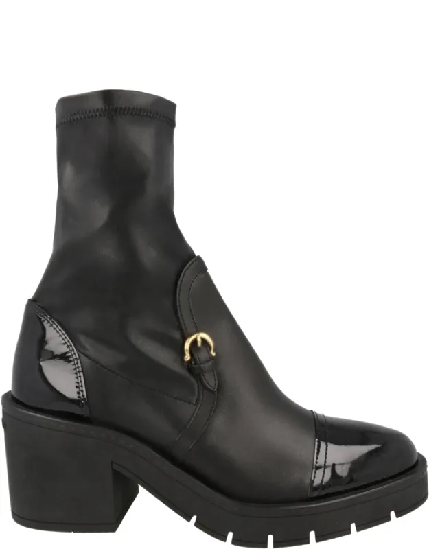 Selyna Mixed Leather Stretch Ankle Boots
