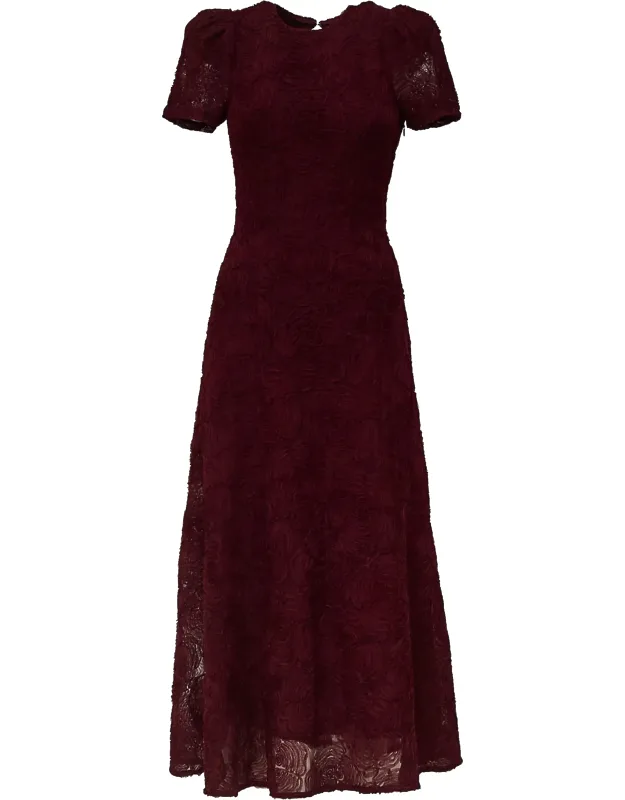 Flared Mesh Maxi Dress