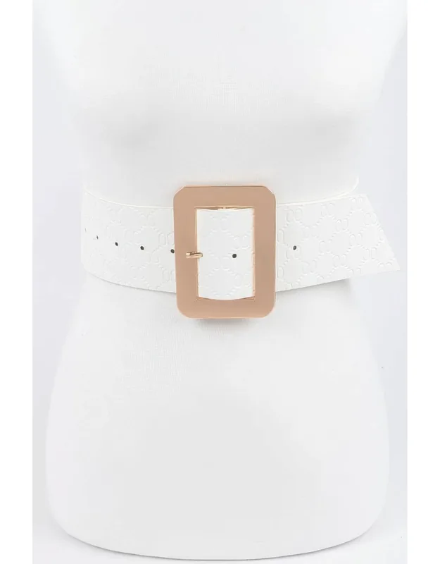 Big Metal Buckle Embossed Belt
