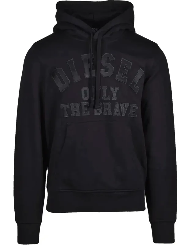 Pullover Hoodie With Tonal Embossed Detail And Drawstring Hood
