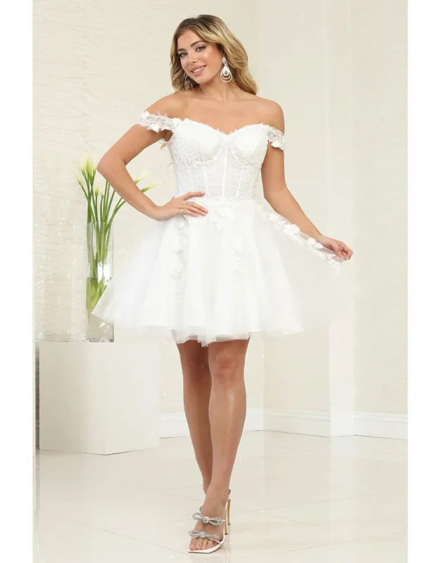 Floral Lace Off Shoulder Bridesmaid Dress