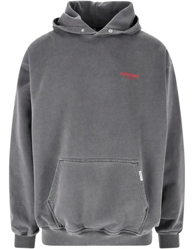 Contrast Logo Hoodie With Front Kangaroo Pocket
