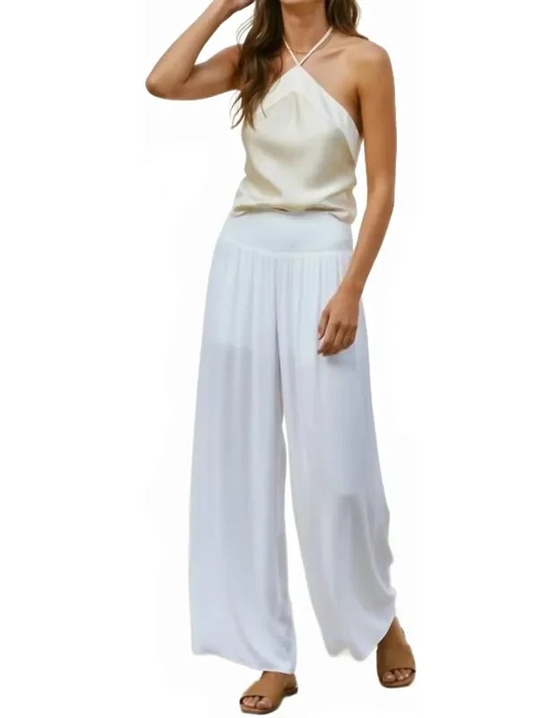 Smocked Waist Wide Leg Pants