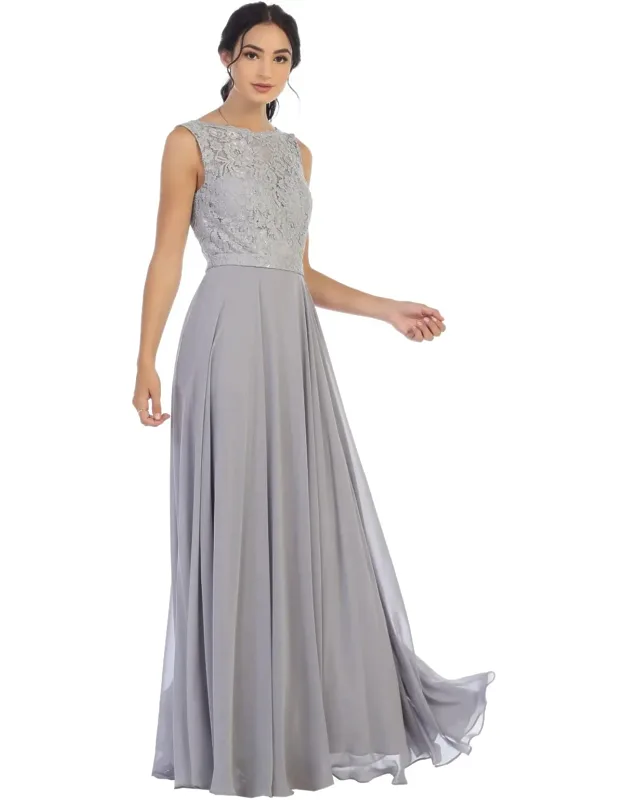 Sleeveless Bridesmaid Lace Chiffon Dress