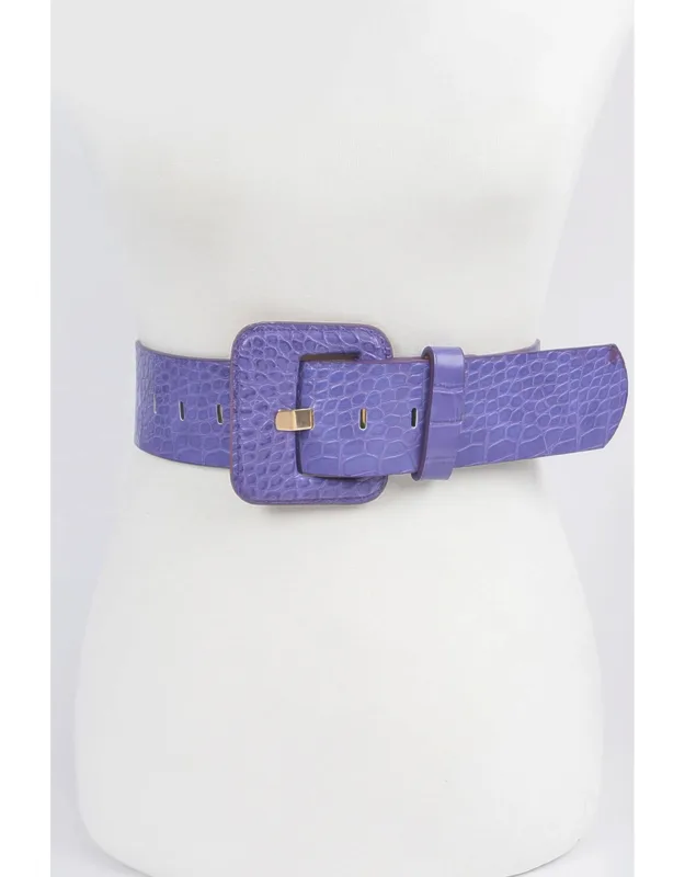 Faux Croc Leather Waist Belt