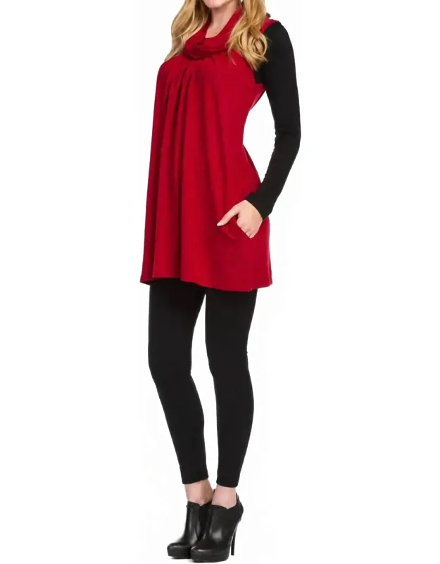 Cowl Neck Pleat Front Float Dress
