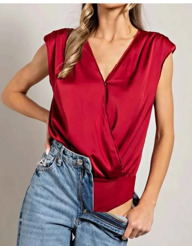 Satin V Neck Bodysuit