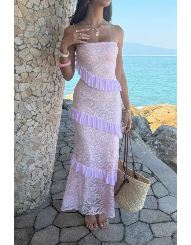 Off Shoulder Bodycon Lace Maxi Dress
