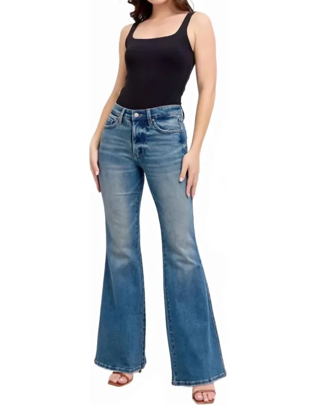 Mid Rise Tummy Control Flare Jeans