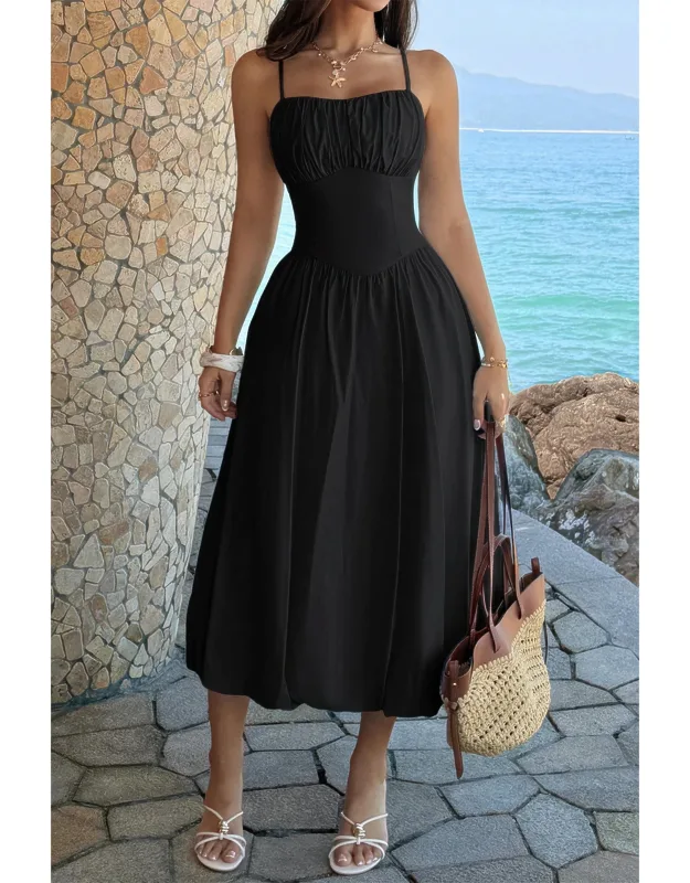 Sleeveless Ruched Bust A-line Dress