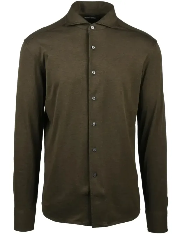 Regular Fit Cotton Shirt With Classic Collar