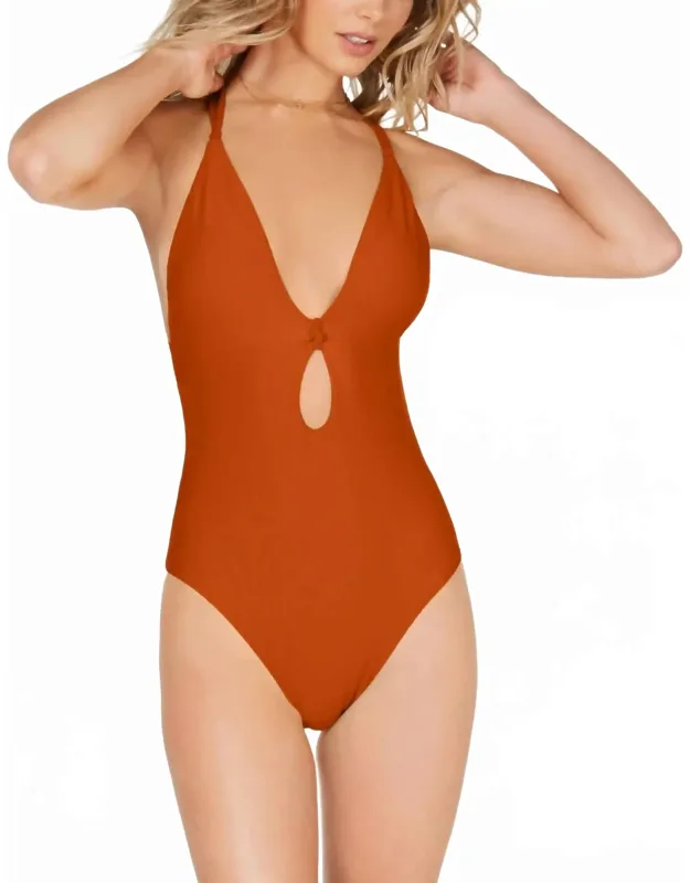 Like It Or Knot Ribbed One Piece Swimsuit