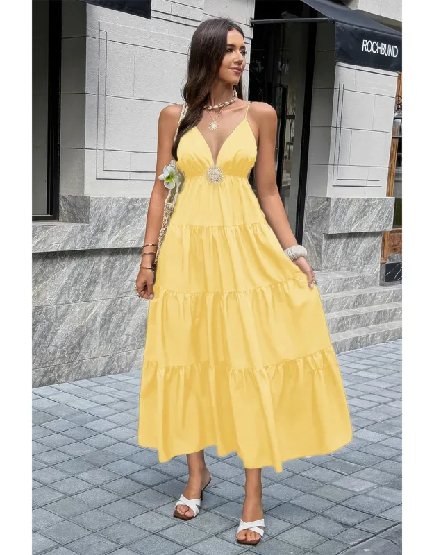 High Waist Sleeveless Open Back Dress