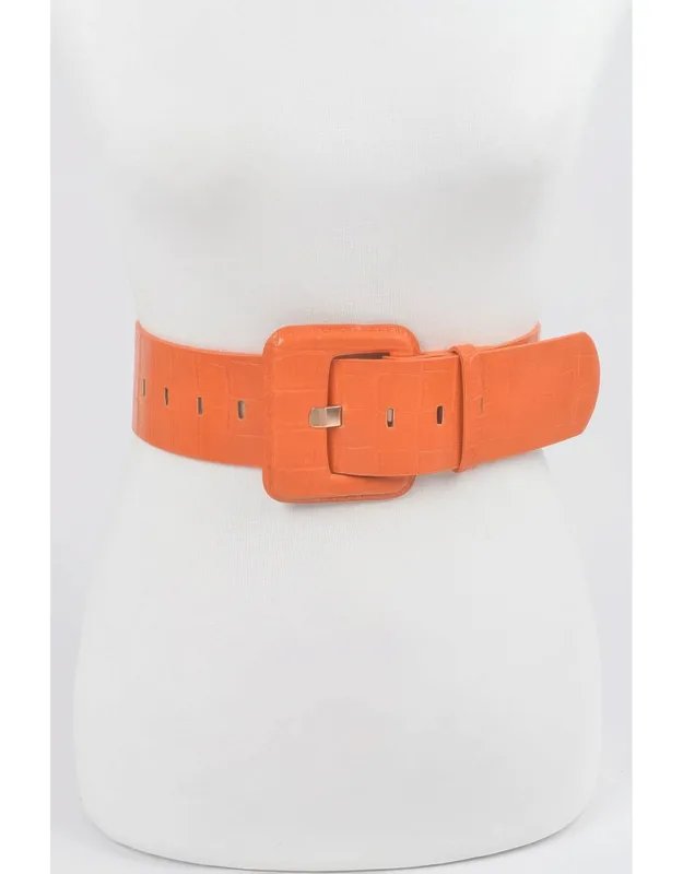 Faux Croc Leather Waist Belt