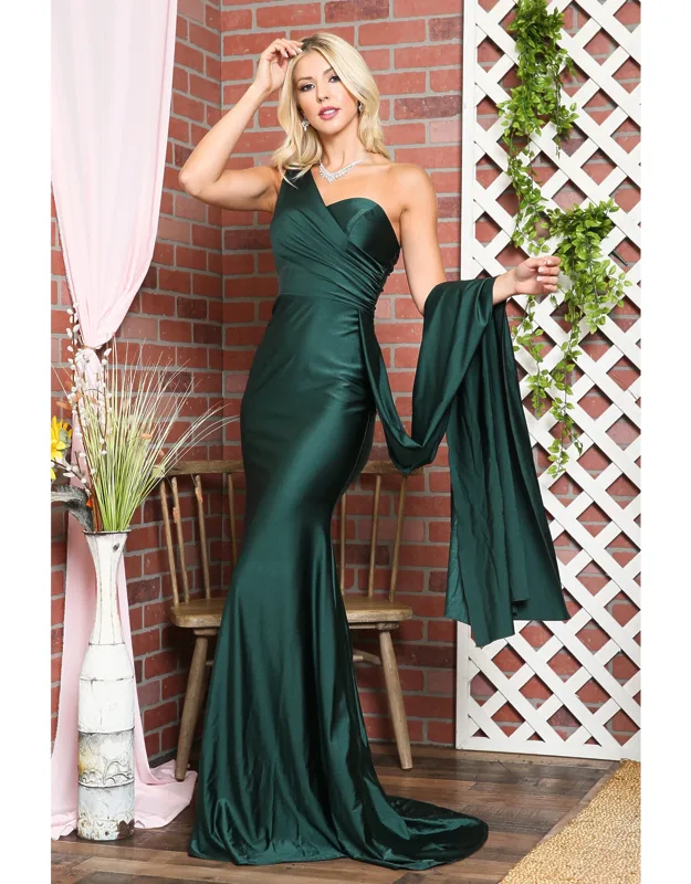 One Shoulder Stretchy Side Cape Dress