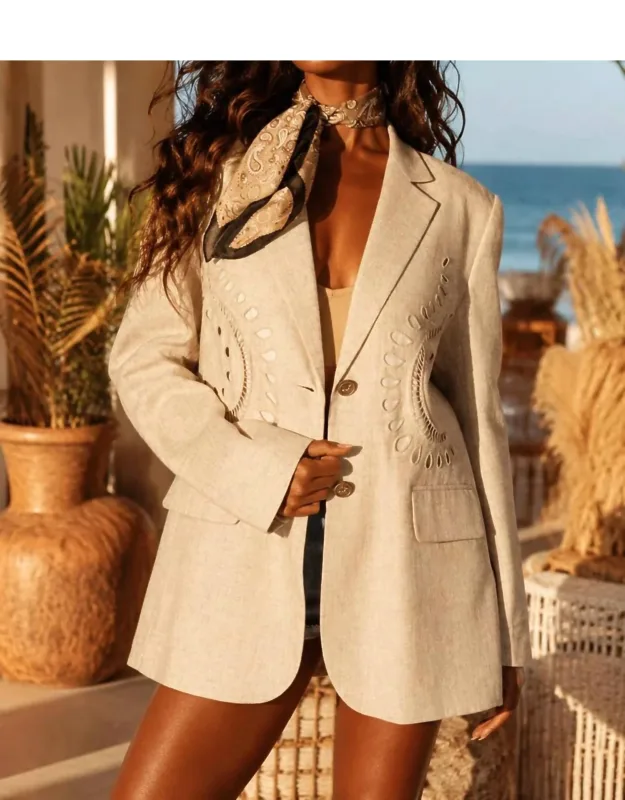 Paisley Cutwork Linen Blend Blazer