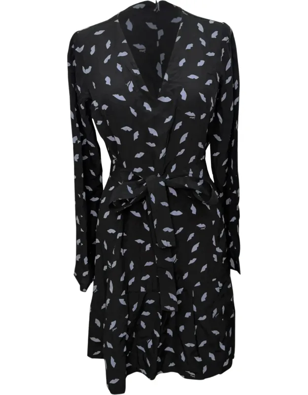 Drop Waist Lips Print Midi Dress