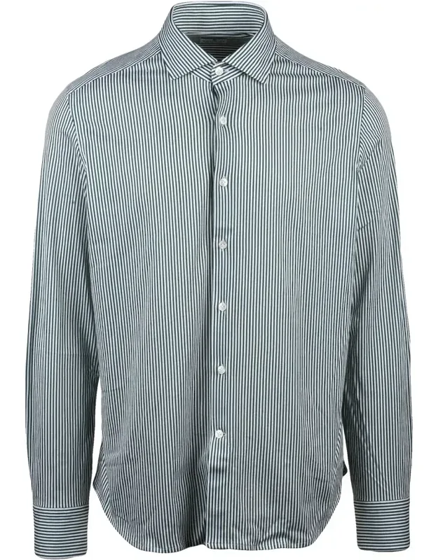 Shirt With Vertical Stripes And Classic Collar