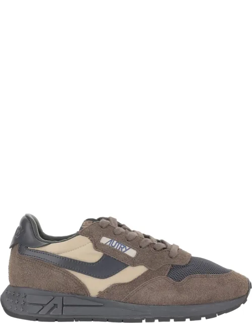 Leather Nylon Mesh Running Sneakers