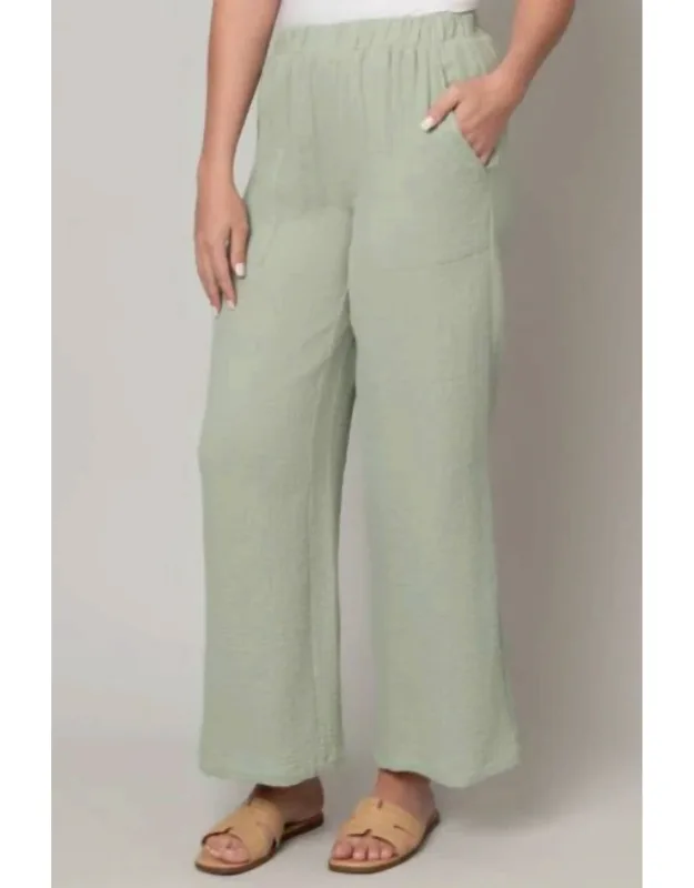 Cotton Gauze Wide Leg Pants