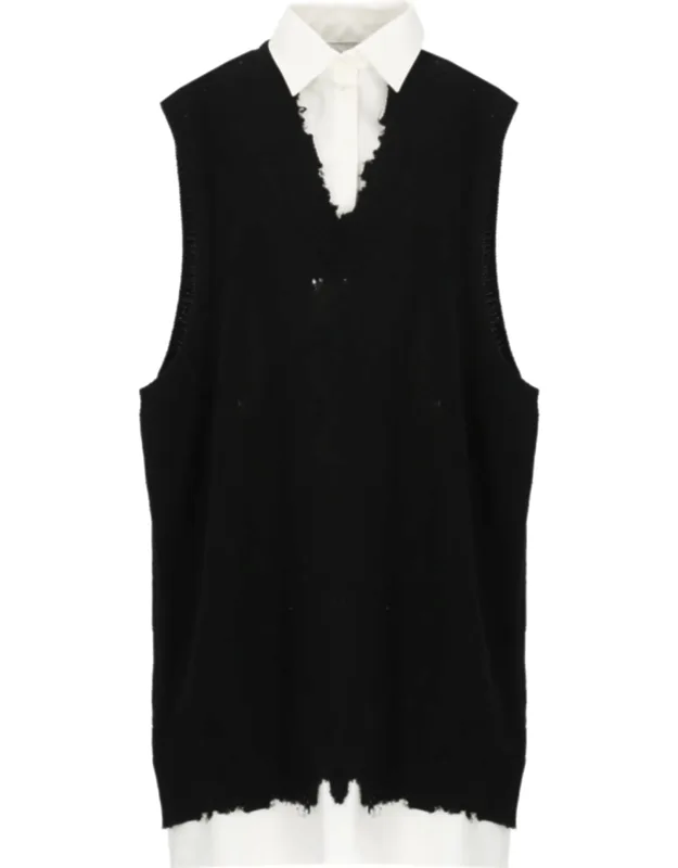 Sleeveless Dress With Contrasting Collar