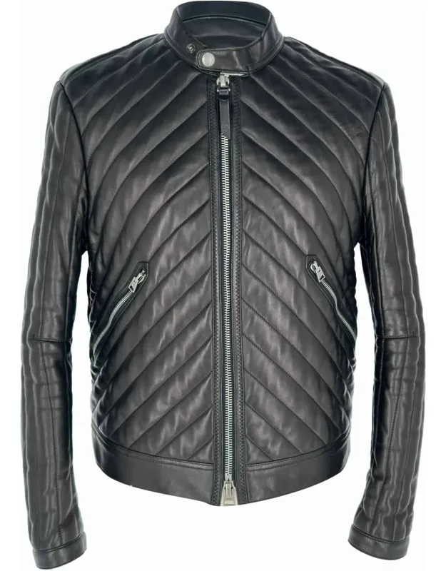 Slim-fit Cropped Quilted Biker Jacket