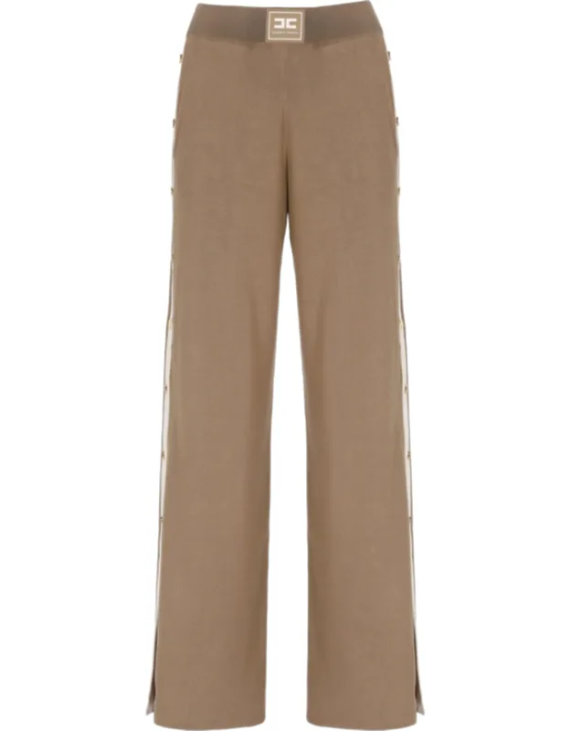 Elastic Waist Side Vent Pants