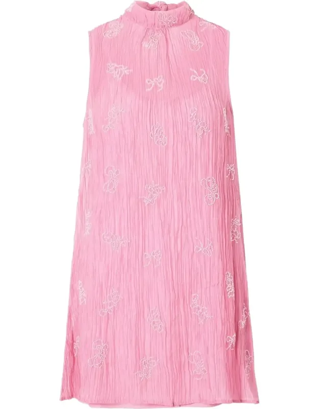 Albee Beaded Tie-neck Mini Dress