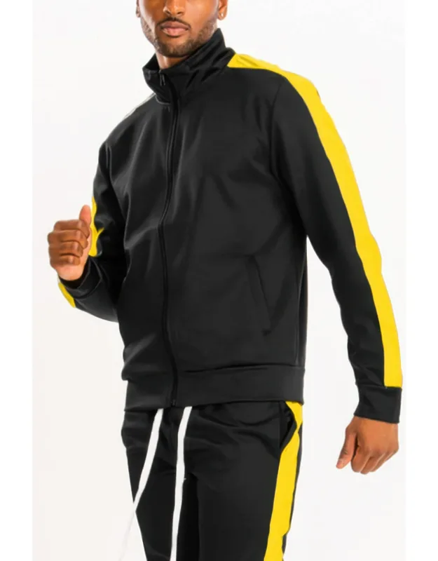 Track Single Stripe Jacket - Full Zip, Elastic Cuffs