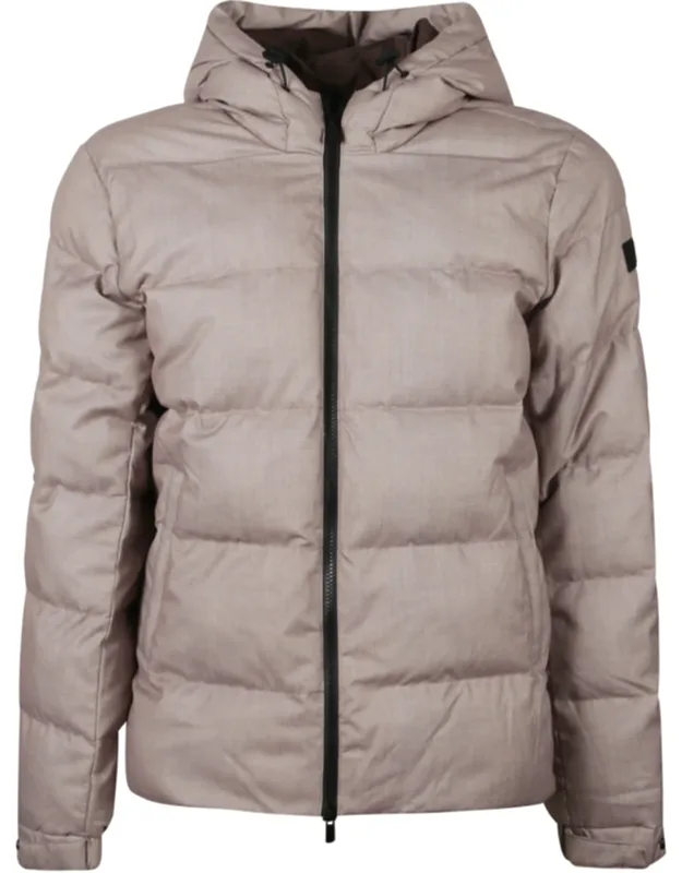 Padded Hooded Jacket With Logo Detail And Zip Fastening