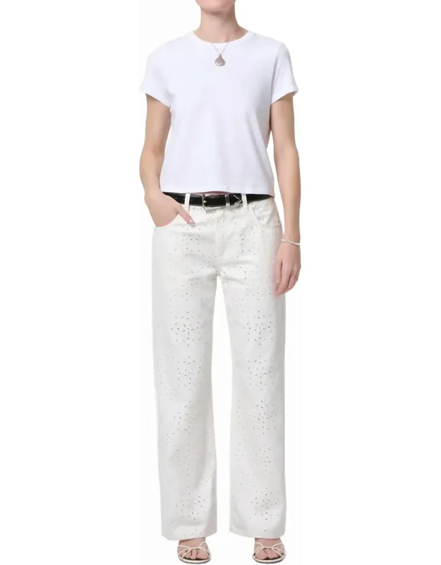 Eyelet Straight Jeans