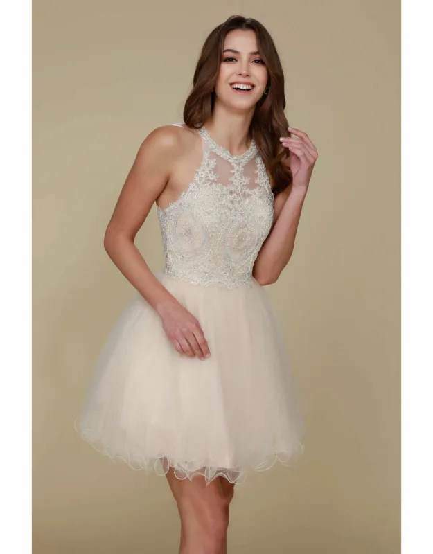 Halter Fit & Flare Short Dress