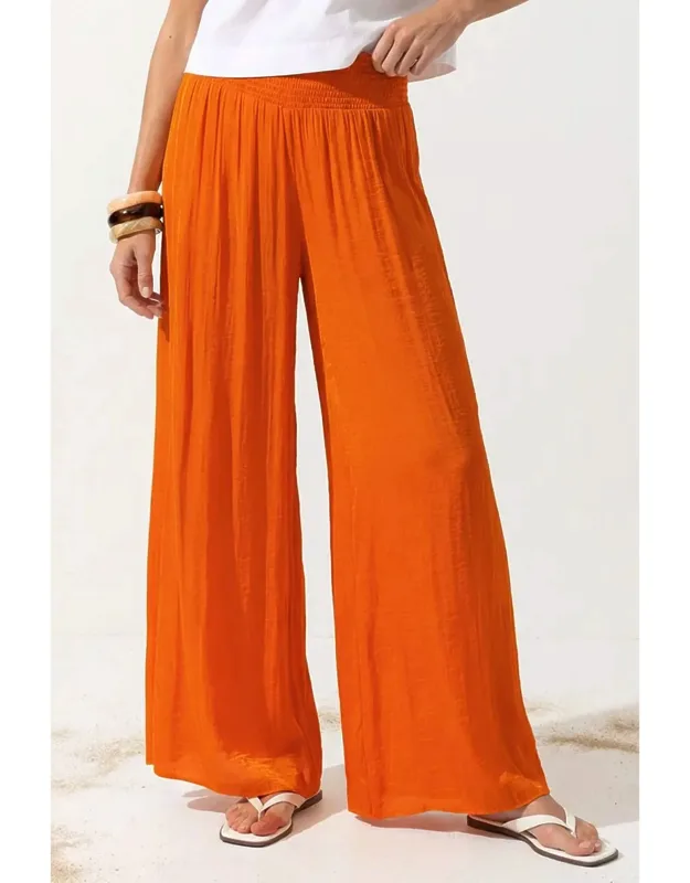 Smocked Waist Wide Leg Pants