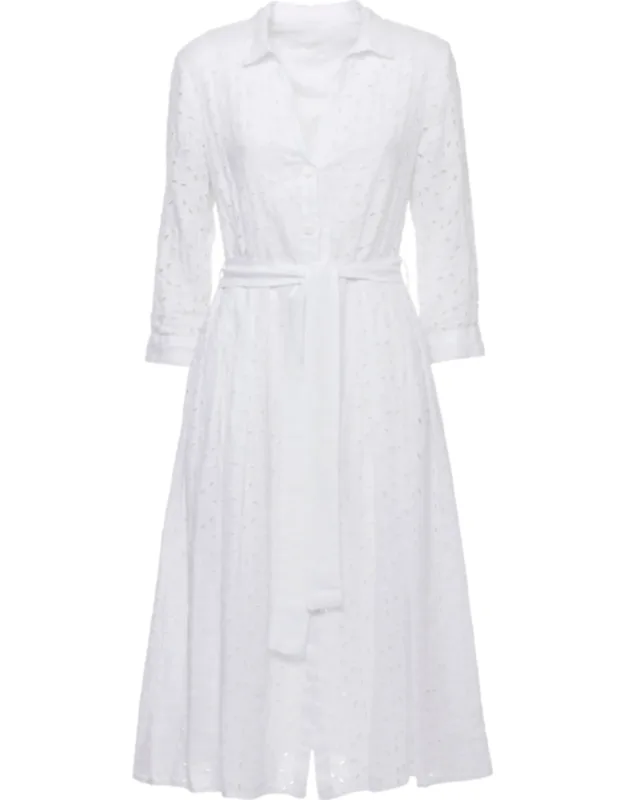 Linen Dress With Collar And Cut-out Details