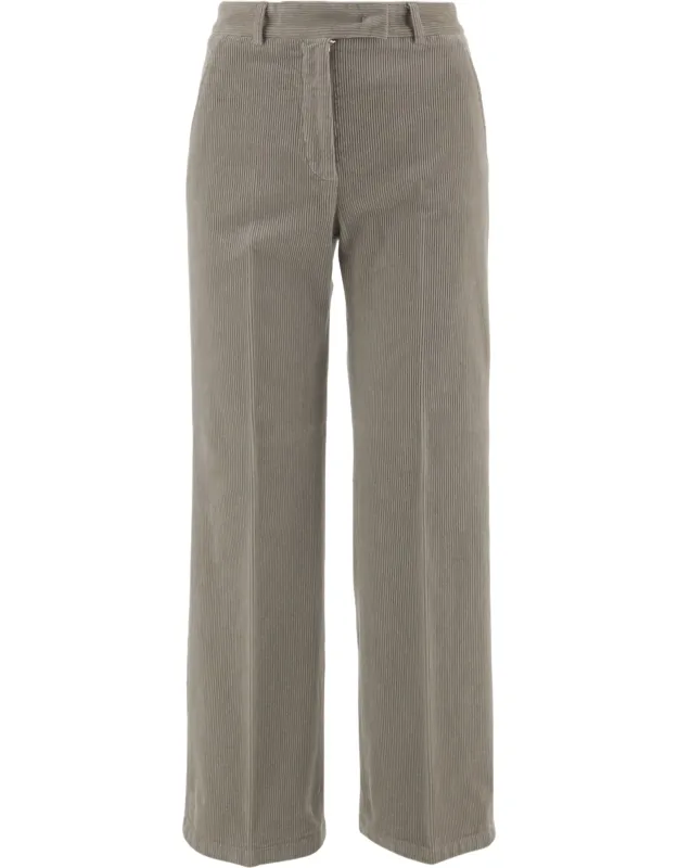 Ribbed Stretch Cotton Straight-leg Pants